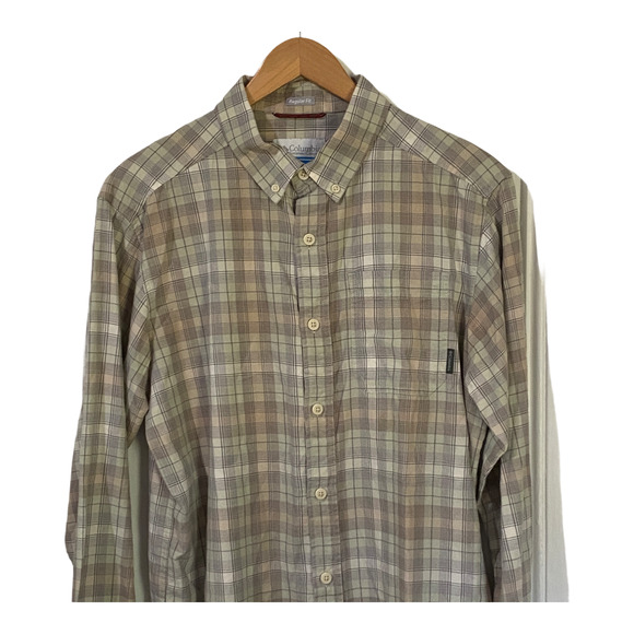 Columbia Cooper Lake Tan Plaid Long Sleeve Button Up Shirt Men's Medium NEW - Picture 3 of 11